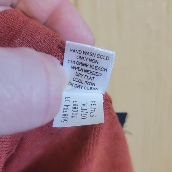 Banana Republic Silk Blend Short Sleeve Sweater V-Neck sz Small Burnt Orange - Picture 5 of 6